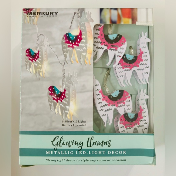 Glowing Llamas 8.5 Foot Battery Operated Metallic Led Light Decor NIP - Picture 2 of 4